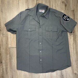 Allied Universal Short Sleeve Gray Uniform Shirt Size 17 17.5 Security